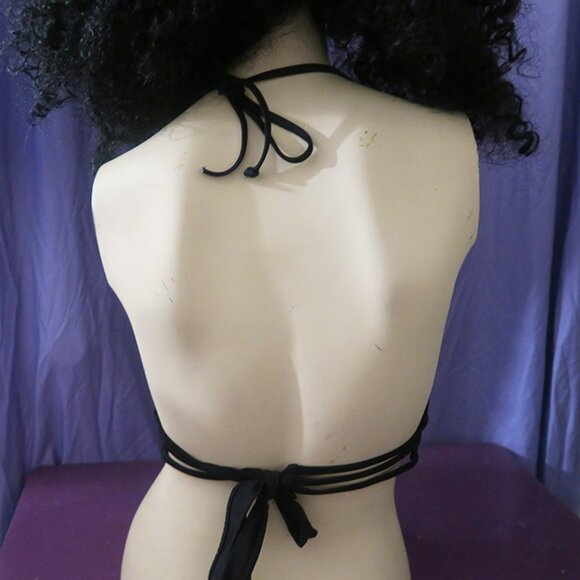 Victoria's Secret triangle bikini top strappy bottom in black size large (A-C). - Picture 4 of 5